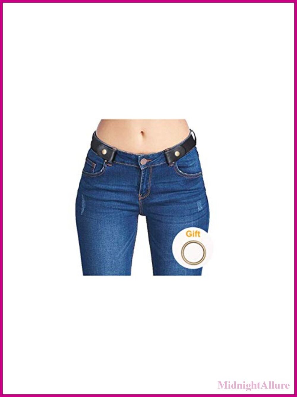 No Buckle Elastic Stretch Belt Snap Closure Invisible Comfort